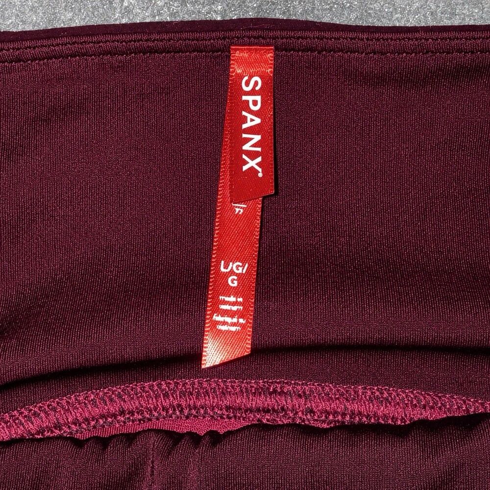 SPANX Ready-To-Wow Velvet Leggings Women L Rich Burgundy High Rise 2070 - Picture 6 of 8